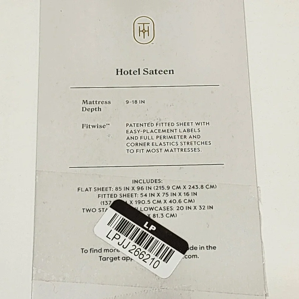 Threshold Hotel Sateen Sheet Set Full White 800 Thread Count 100% Cotton 4pc